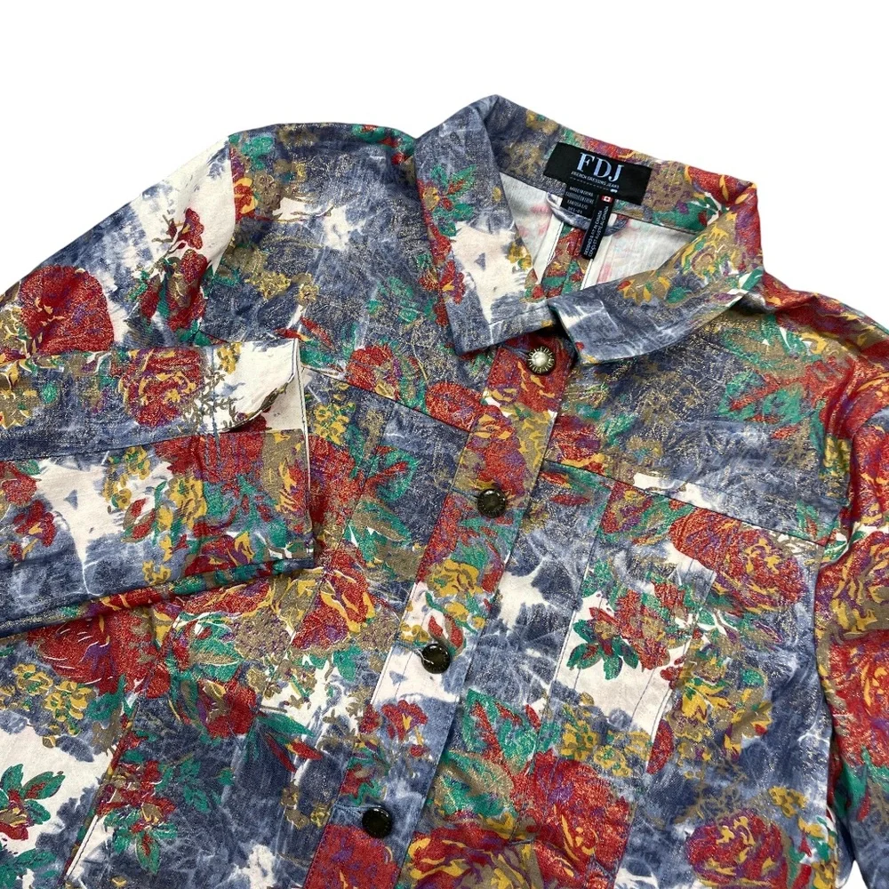FDJ Jacket Large Button Blazer Tapestry Design Long Sleeve Collar‎